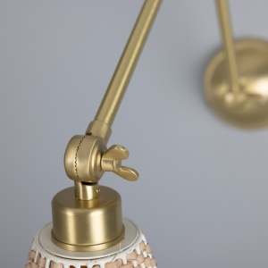 Savannah Adjustable Arm Wall Light with Large Bell-Shaped Rattan Shade